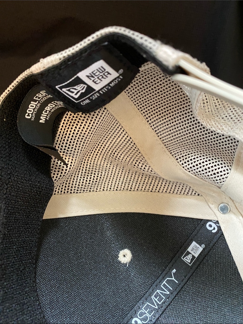 New Era Tan Trucker Cap with Black & Gold Crest Patch - Picture 4 of 6